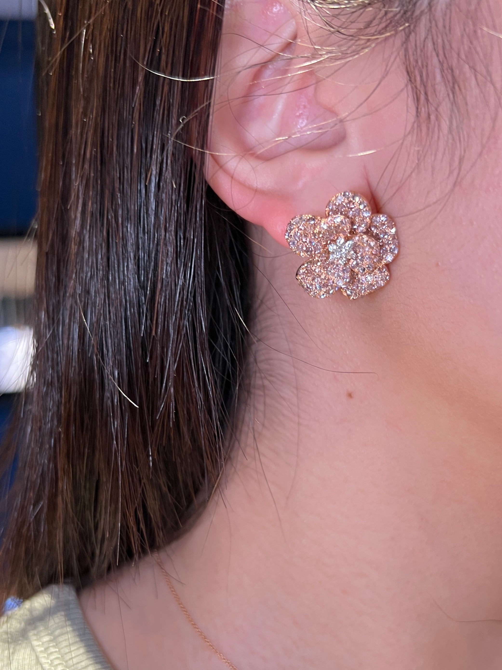 Pink Diamond Flower Earrings Pink Diamond Flower Earrings