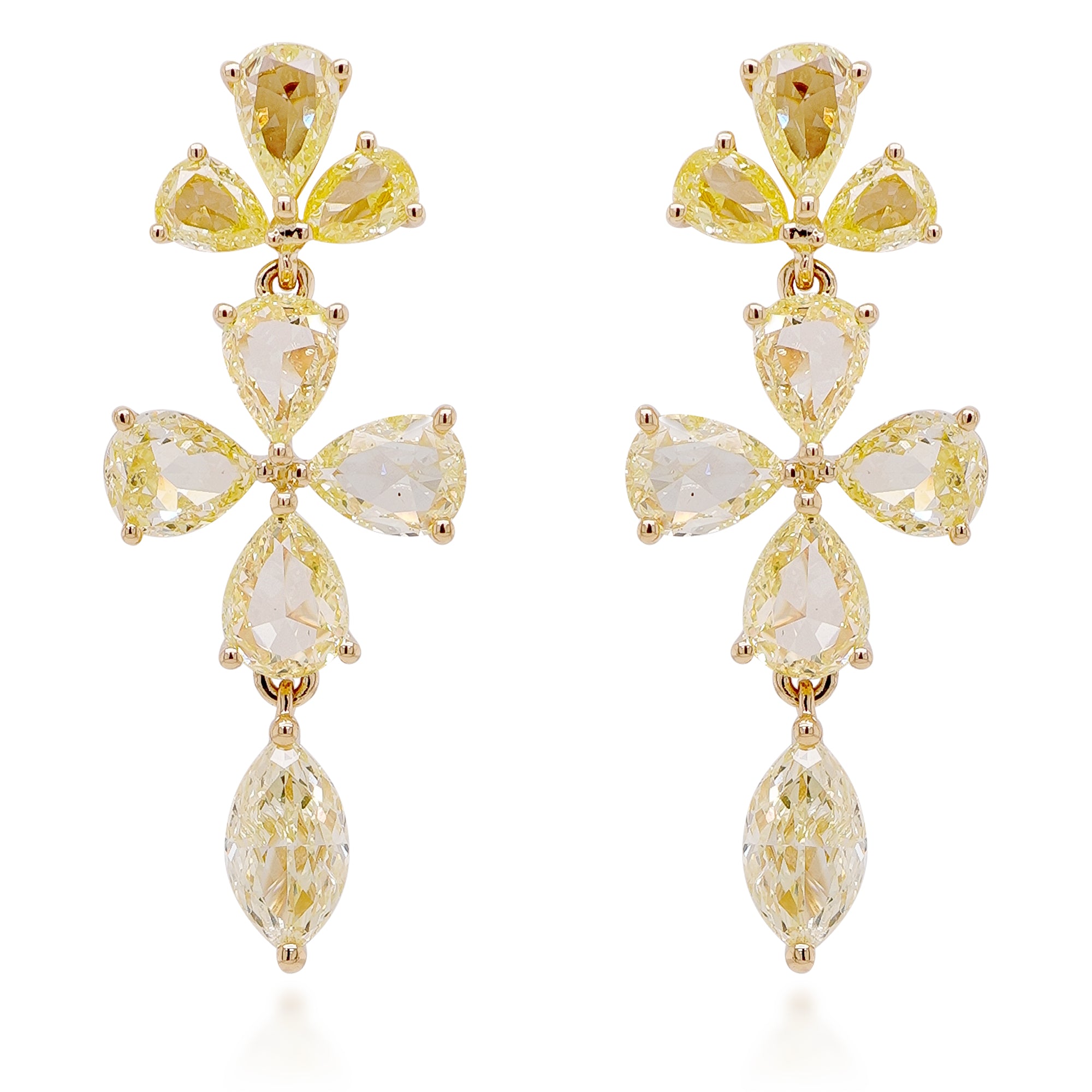 Rose Cut Yellow Diamond Earrings Rose Cut Yellow Diamond Earrings