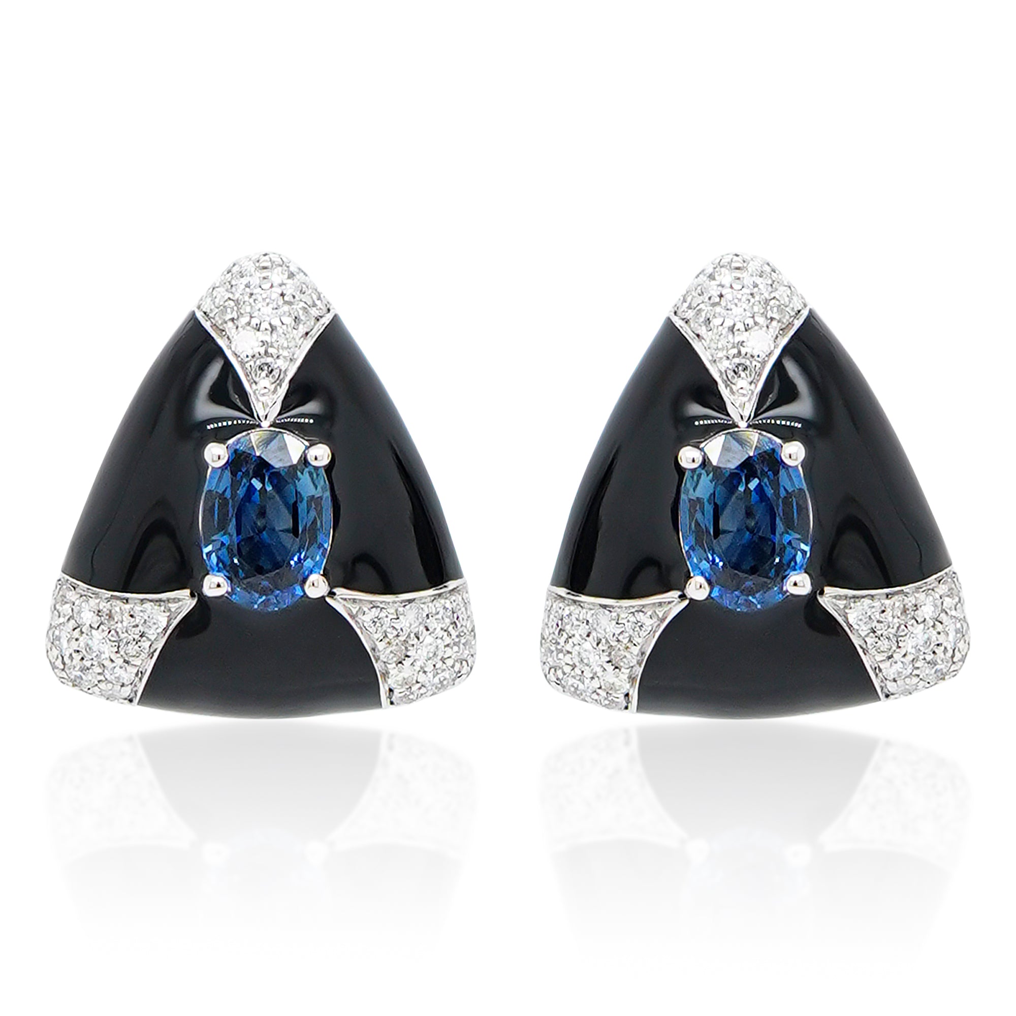 Blue Sapphire & Black Enamel Earrings Blue Sapphire & Black Enamel Earrings