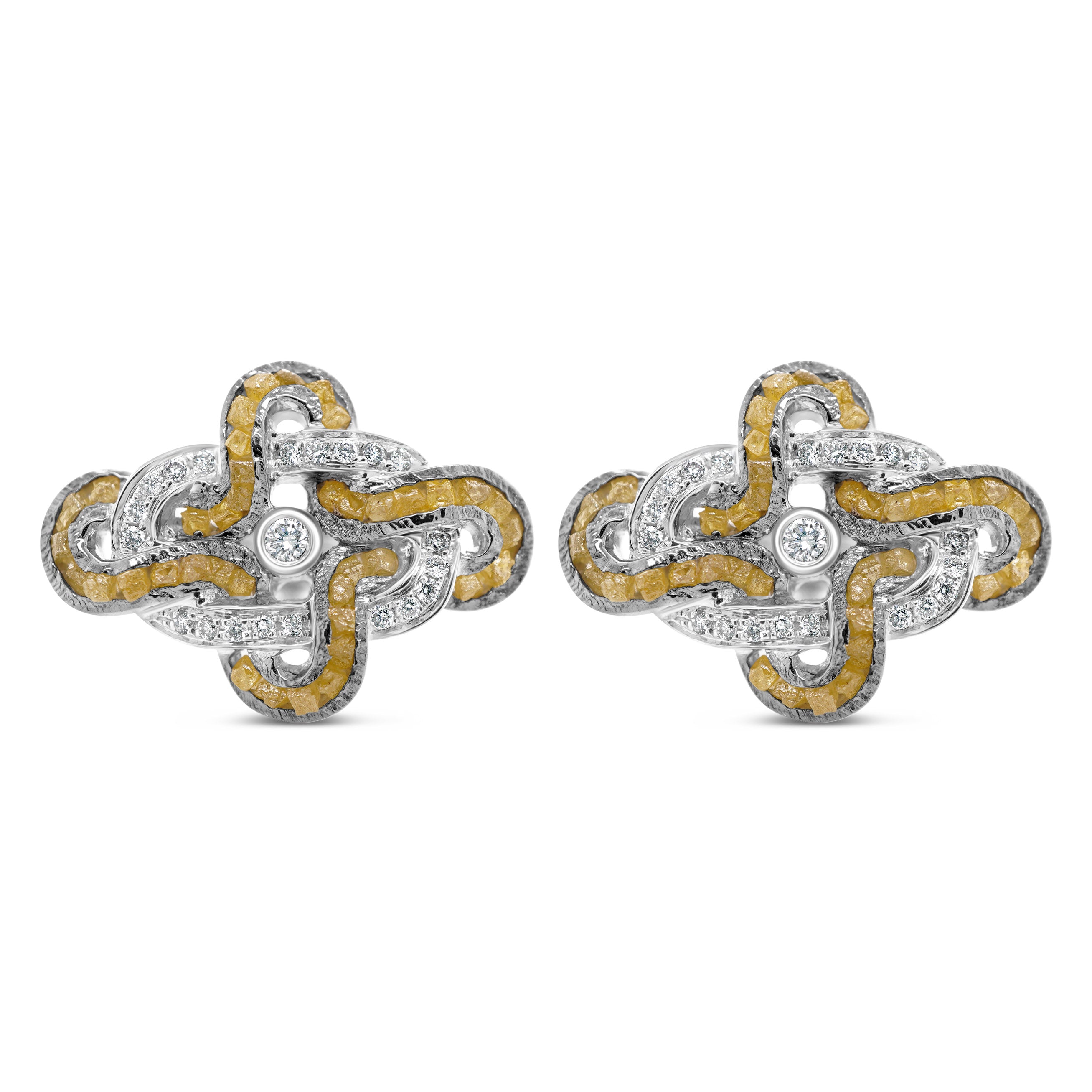 Raw diamond white gold cufflinks (interwoven) Raw diamond white gold cufflinks (interwoven)
