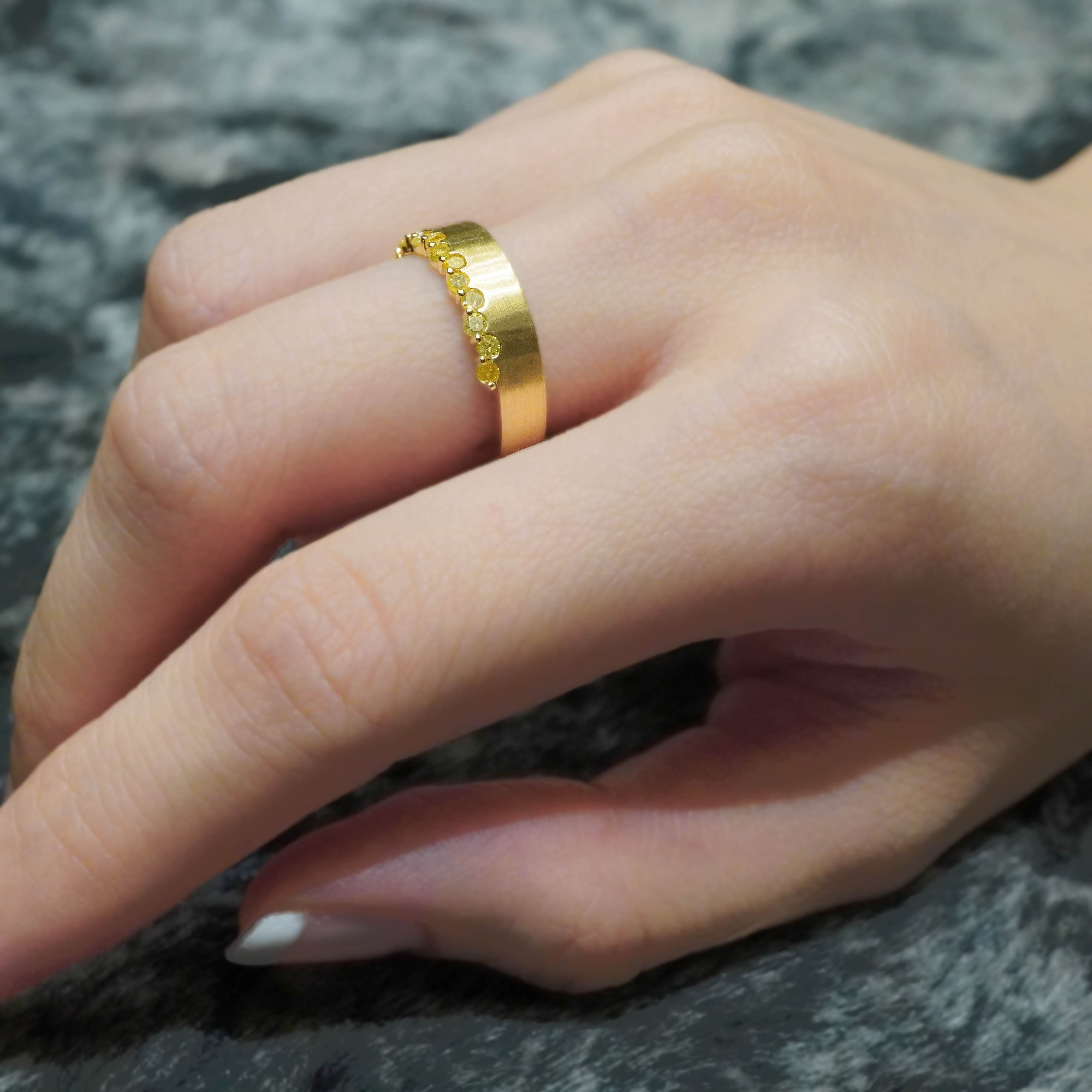 Yellow Diamond Studded Band Ring Yellow Diamond Studded Band Ring