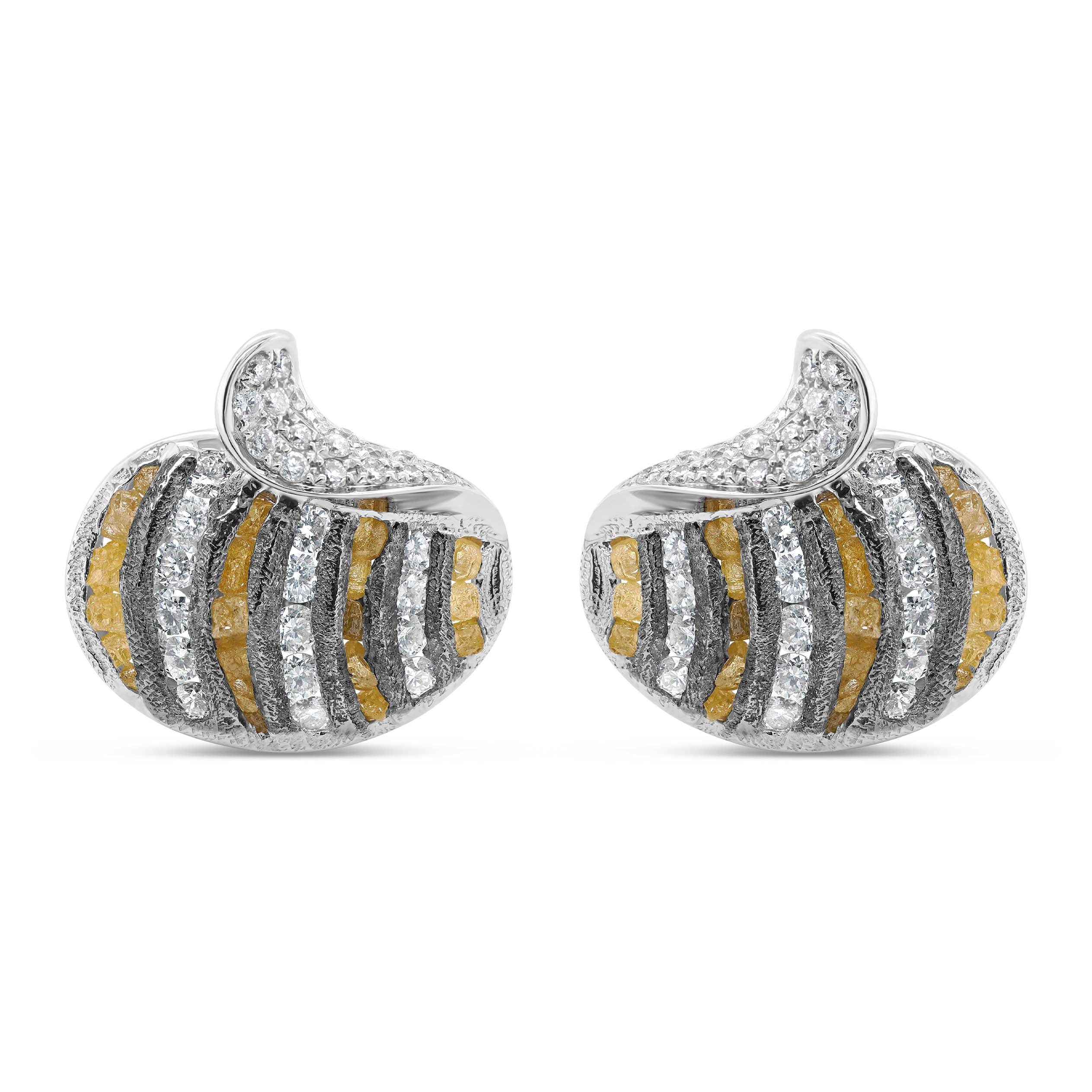 Curved Striped Raw Diamond Cufflinks Curved Striped Raw Diamond Cufflinks