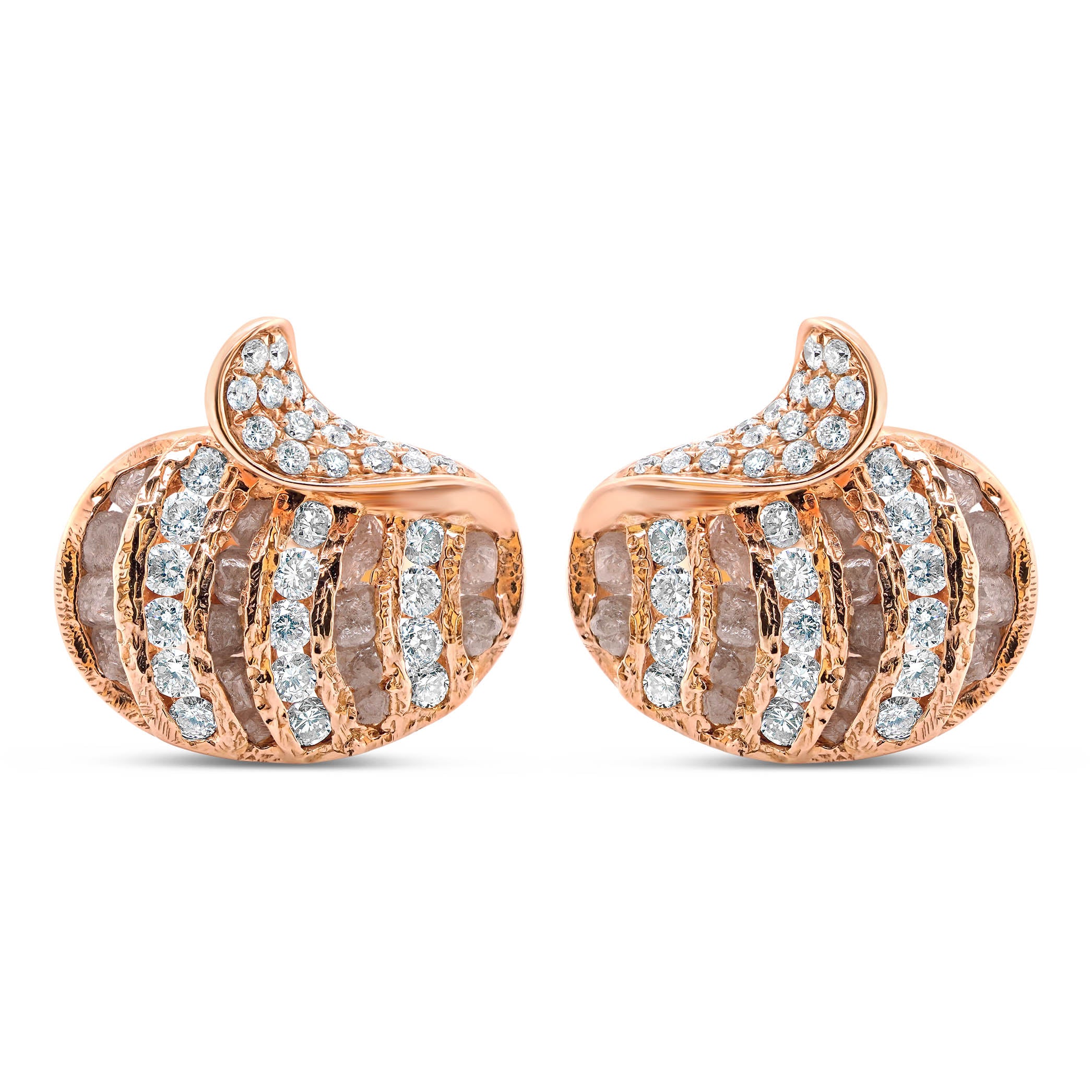 Curved Rose Gold Raw Diamond  Cufflinks Curved Rose Gold Raw Diamond  Cufflinks