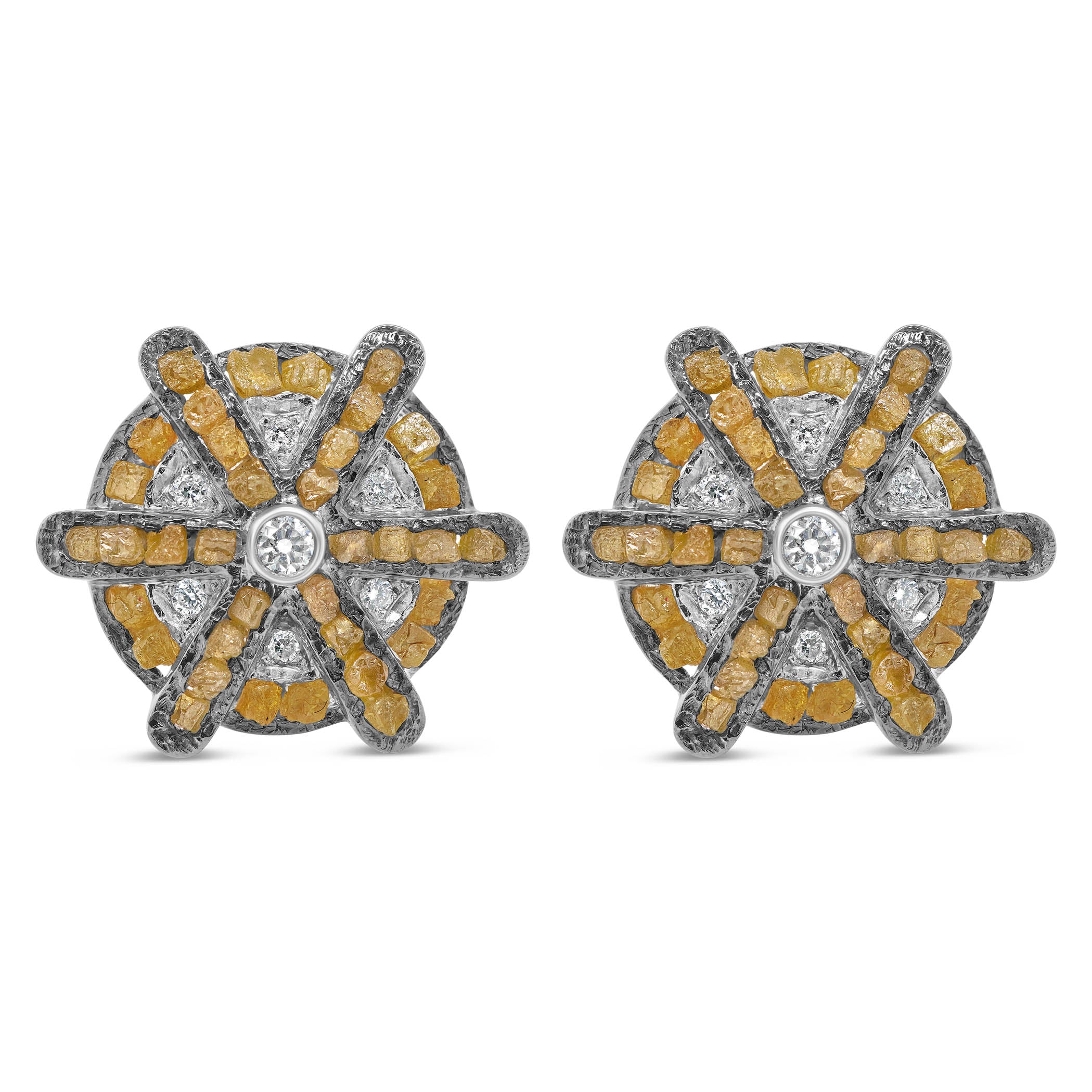 Raw Yellow Diamond Cufflinks (wheel of life) Raw Yellow Diamond Cufflinks (wheel of life)