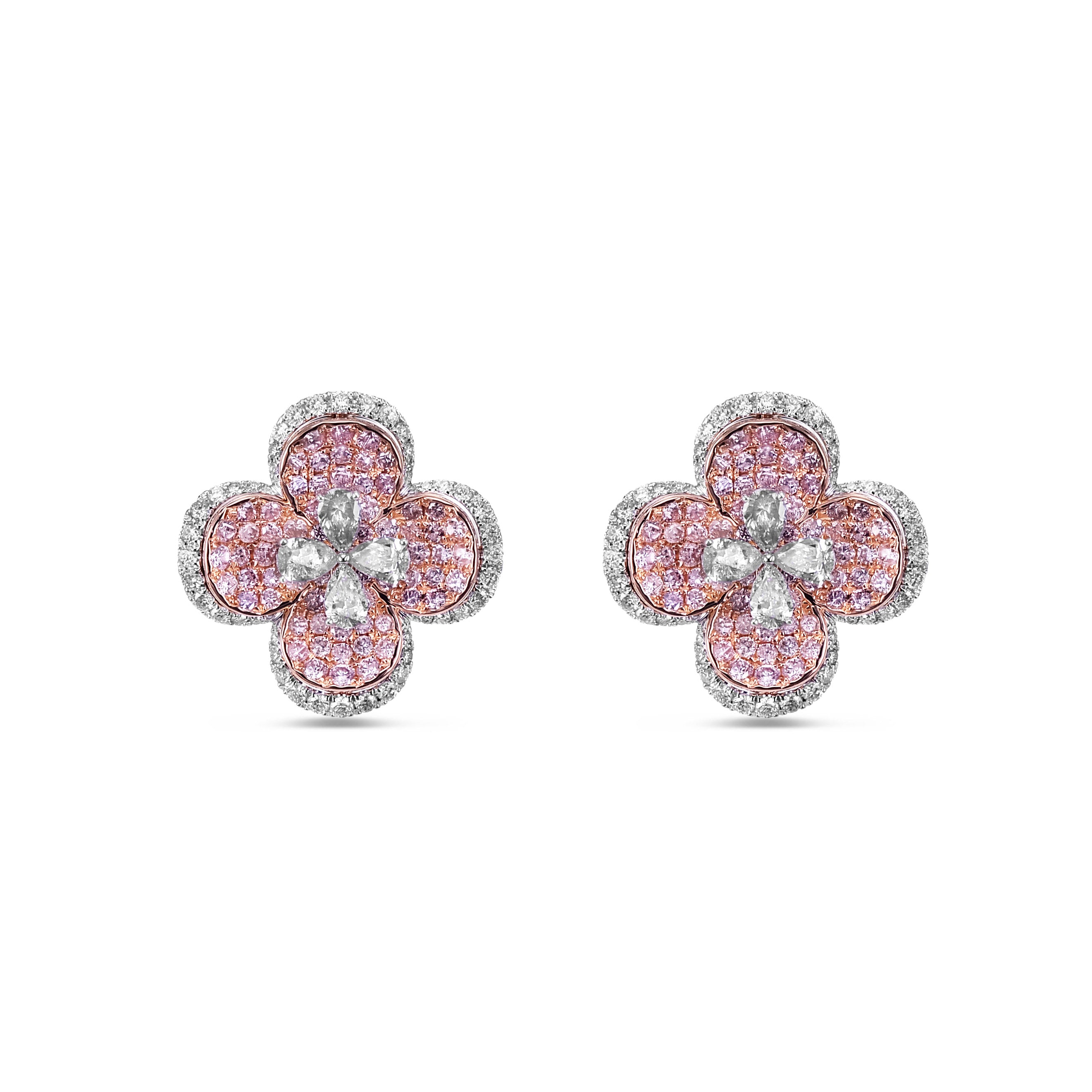 Pink Diamond Flower Studs Pink Diamond Flower Studs