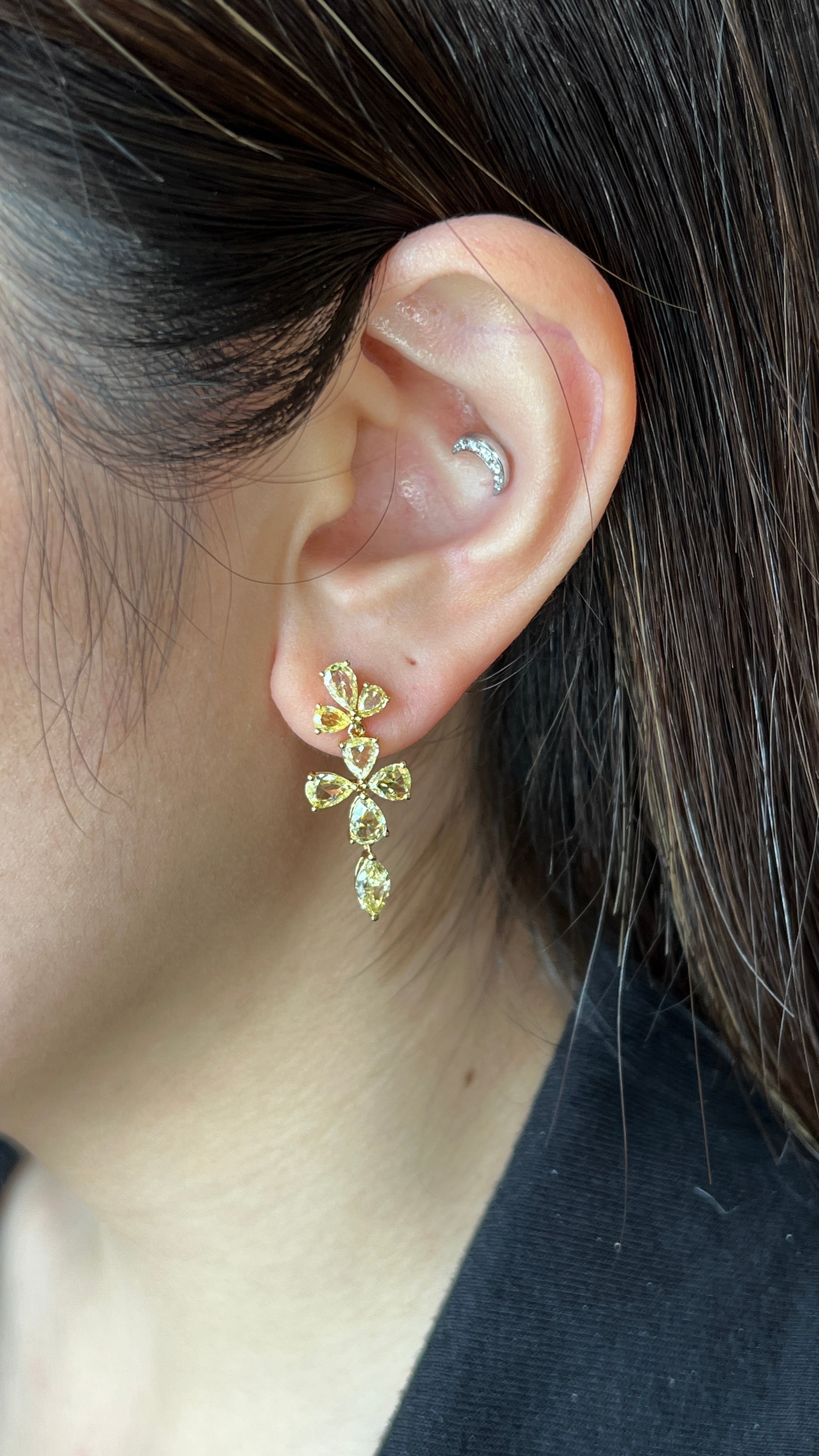 Rose Cut Yellow Diamond Earrings Rose Cut Yellow Diamond Earrings