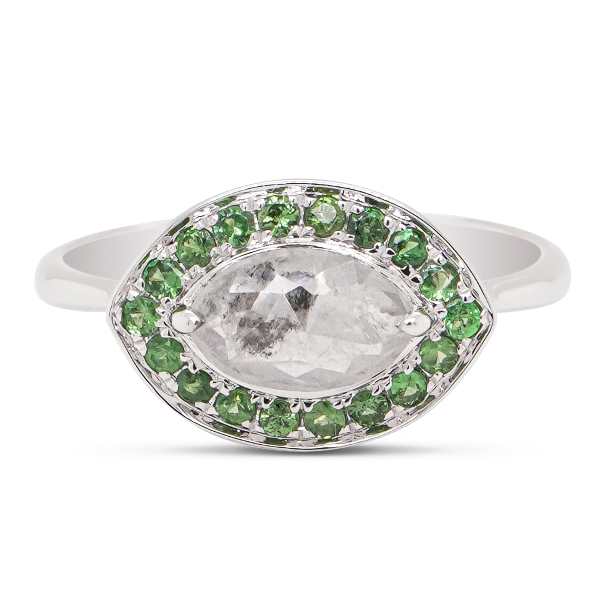 Grey Diamond and Tsavorite Ring Grey Diamond and Tsavorite Ring
