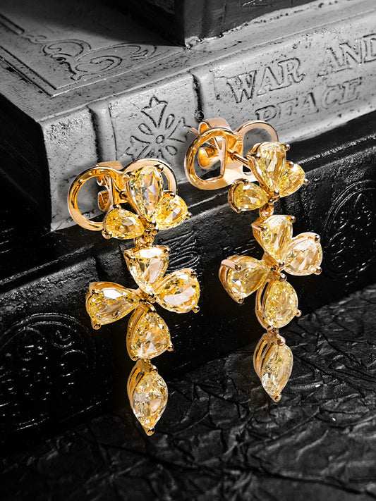 Vintage Soul, Golden Glow: Rose Cut Yellow Diamond Earrings