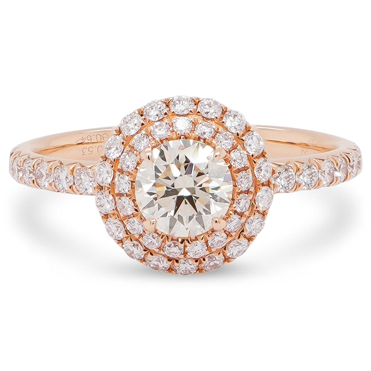 Light Yellow Diamond Halo Ring