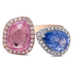 Pink & Blue Sapphire Toi et Moi Ring