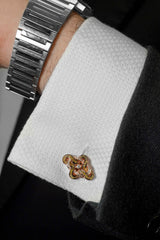Raw Diamond Rose gold cufflinks (interwoven)