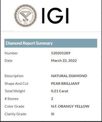 Natural Fancy Orangy Yellow Diamond (0.21 cts)