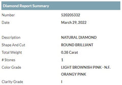 Natural Light Brownish Pink-Fancy Orangy Pink Diamond Deal (0.38 cts)