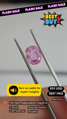 No Heat Padparadscha Sapphire Deal (1.55 cts)