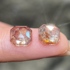 Cut-cornered square reddish brown salt & pepper diamond pair - 4.96 cts