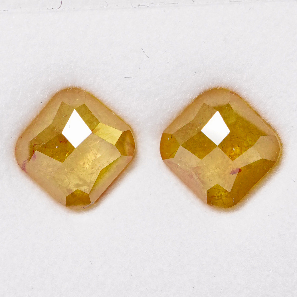 Round-cornered square yellow salt & pepper diamond pair- 4.62 cts