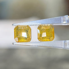 Round-cornered square yellow salt & pepper diamond pair- 4.62 cts