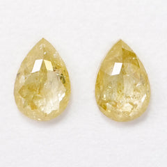 Pear-shaped yellow salt & pepper cabochon diamond pair - 1.36 cts