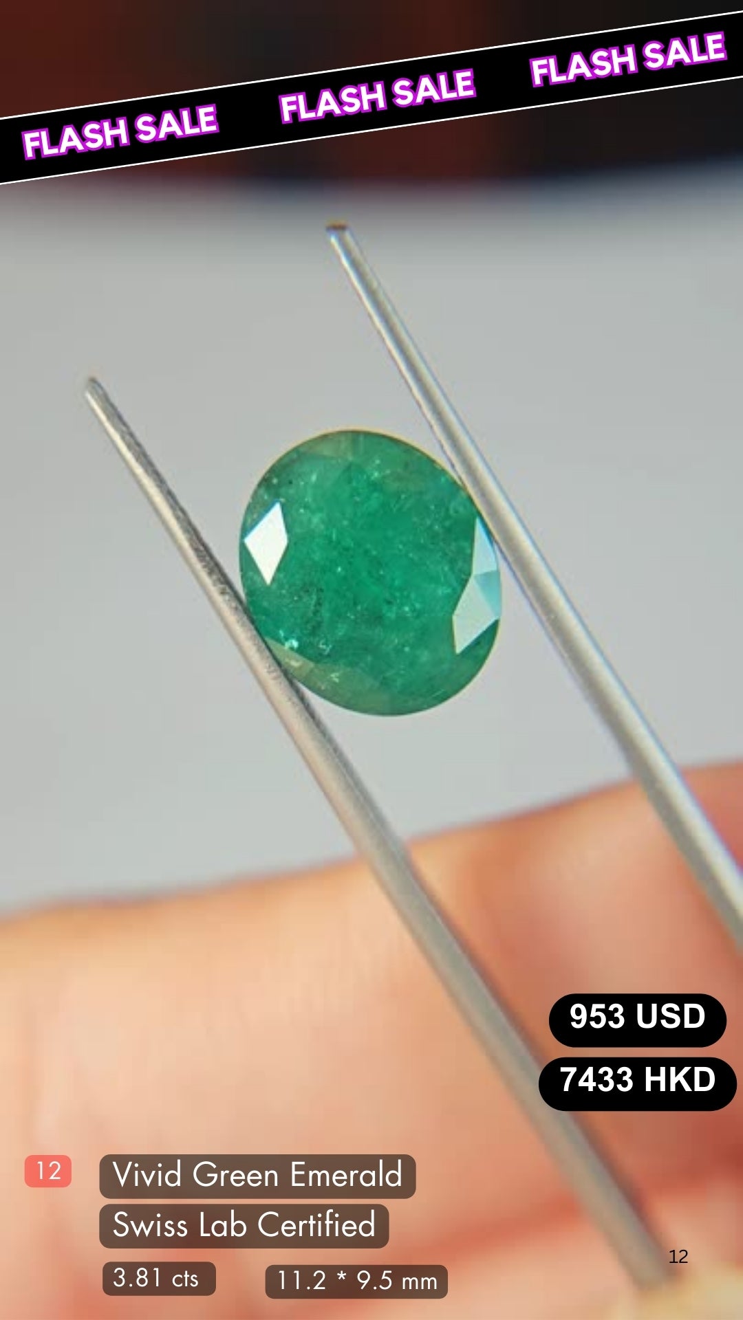 Vivid Green Emerald  Deal (3.81 Cts)