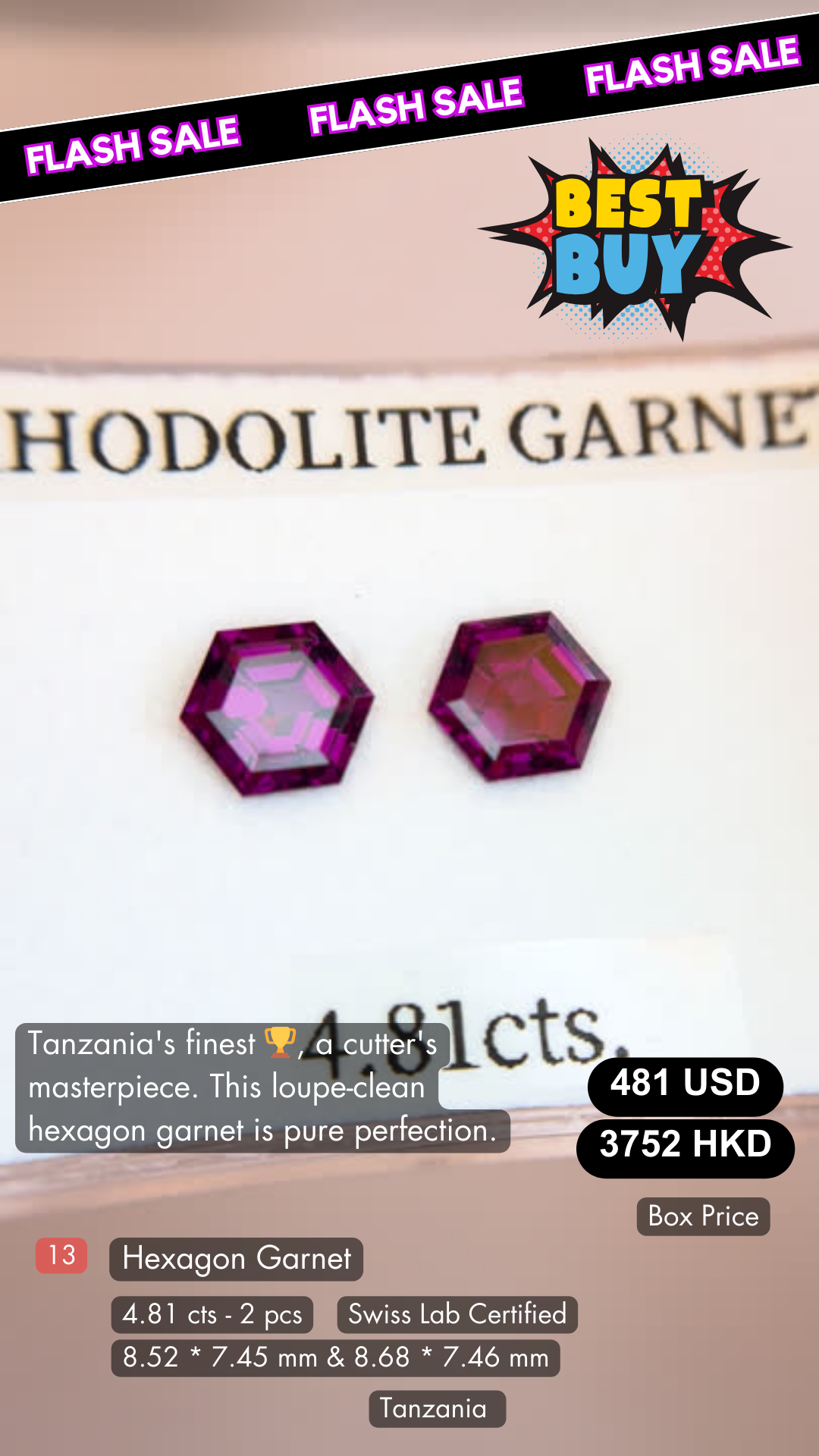 Hexagon Garnet Deal (4.81 cts)