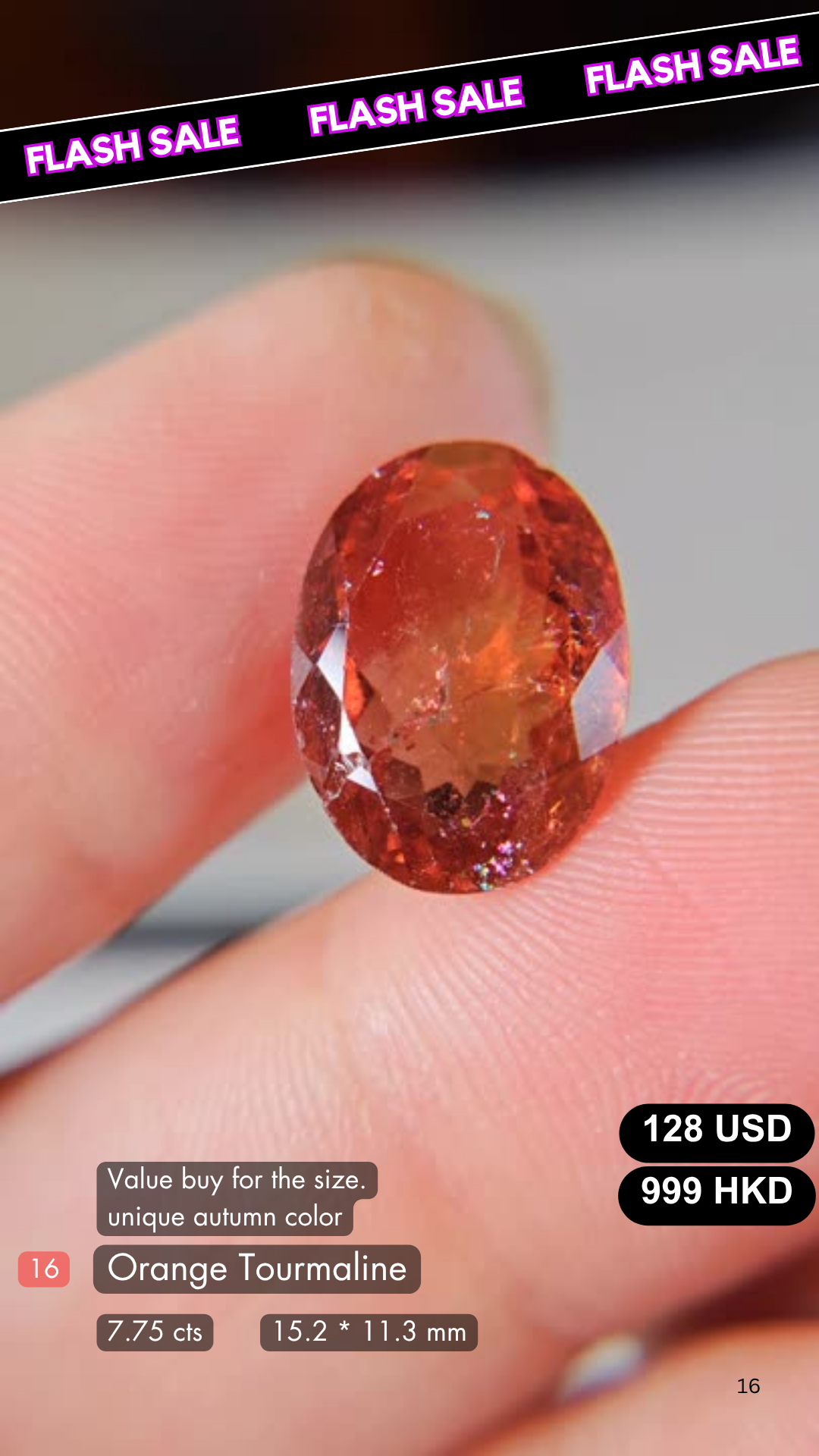 Natural Orange Tourmaline Deal (7.75 cts)