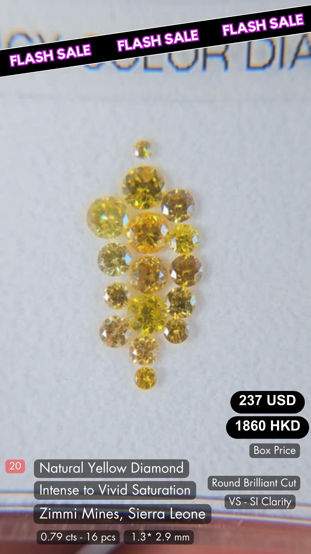 Natural Yellow Diamond Deal (0.79 cts)