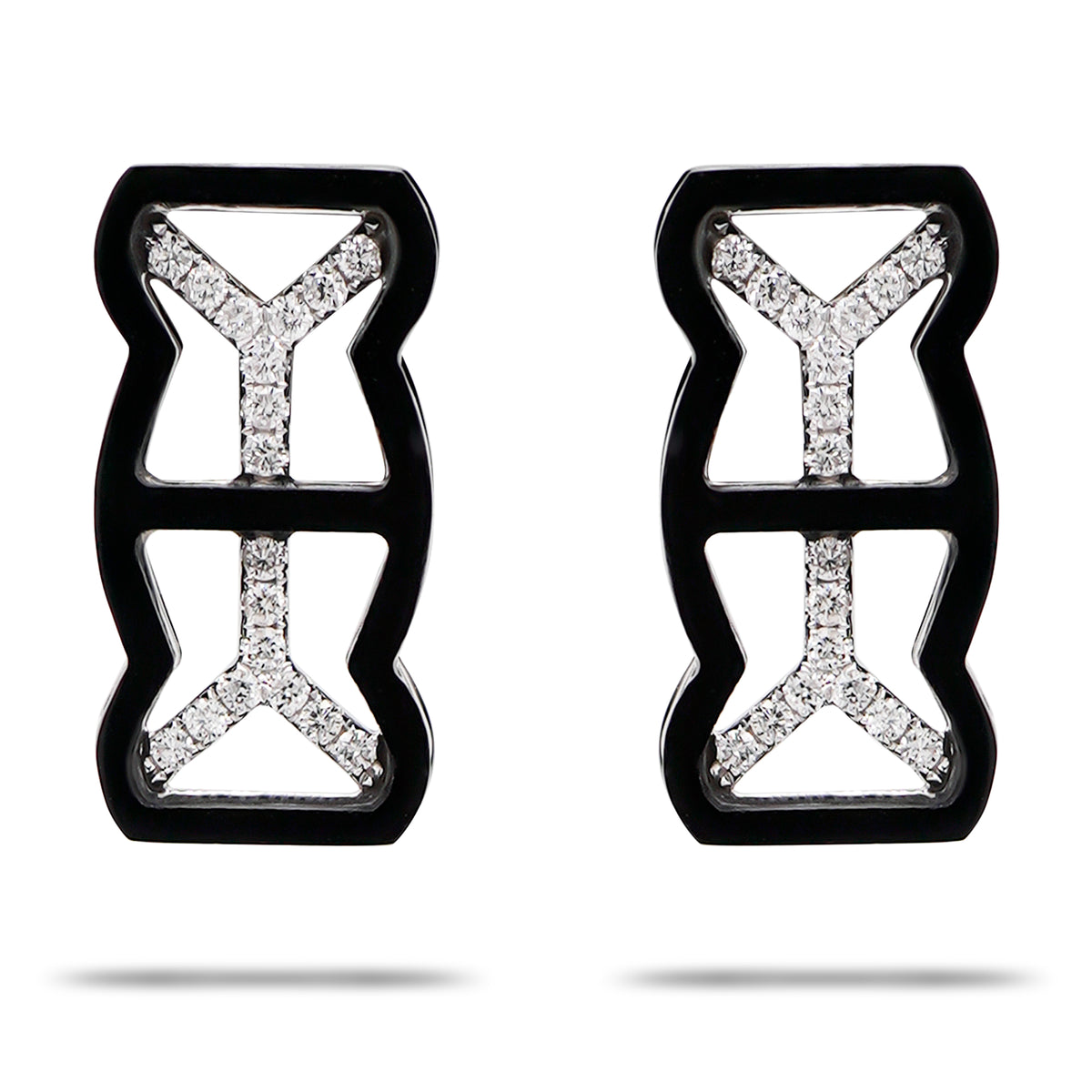 White Diamond & Onyx Earrings