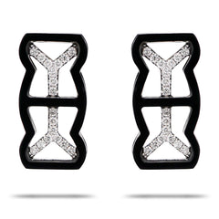 White Diamond & Onyx Earrings