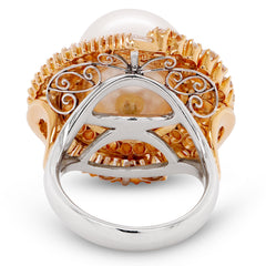 Natural White Pearl & Diamond Ring