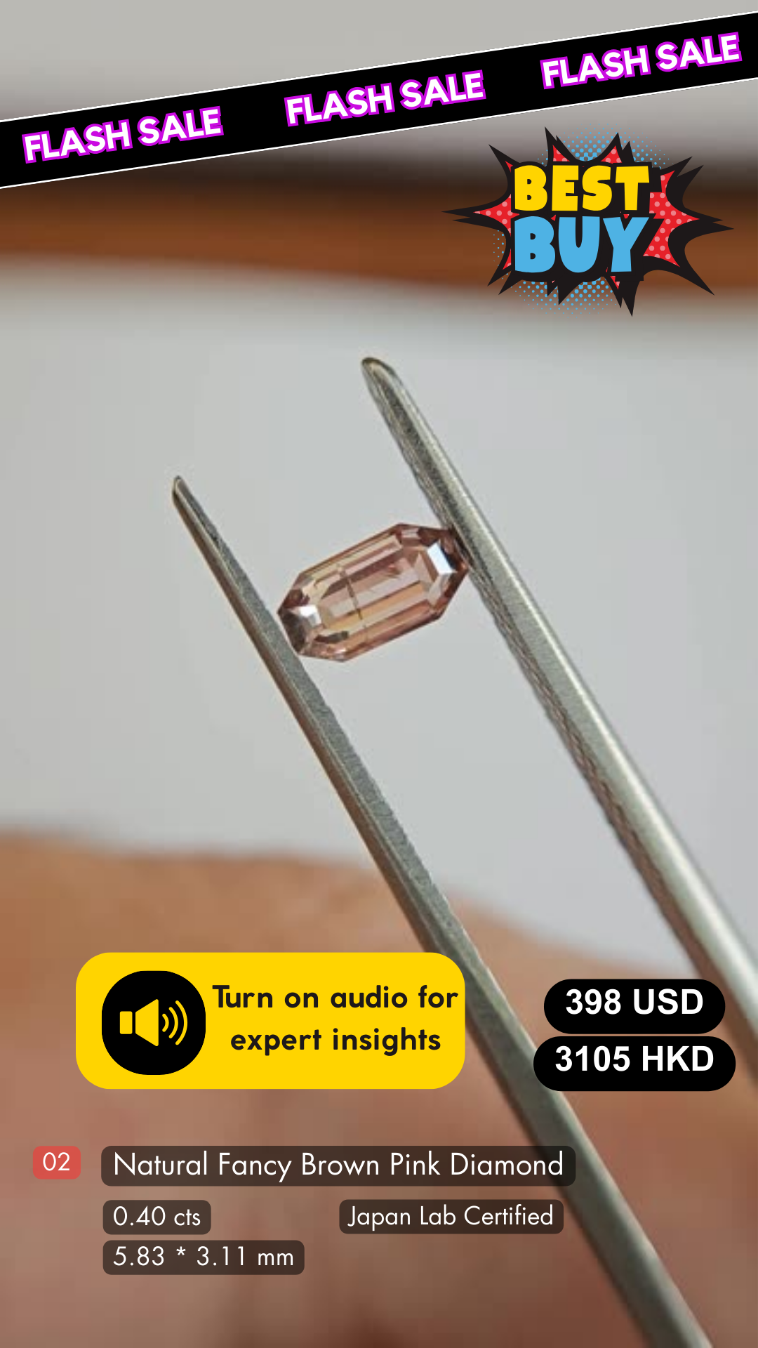 Fancy Brown Pink Diamond Deal (0.40 cts)