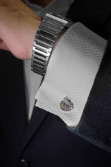 Curved Striped Raw Diamond Cufflinks