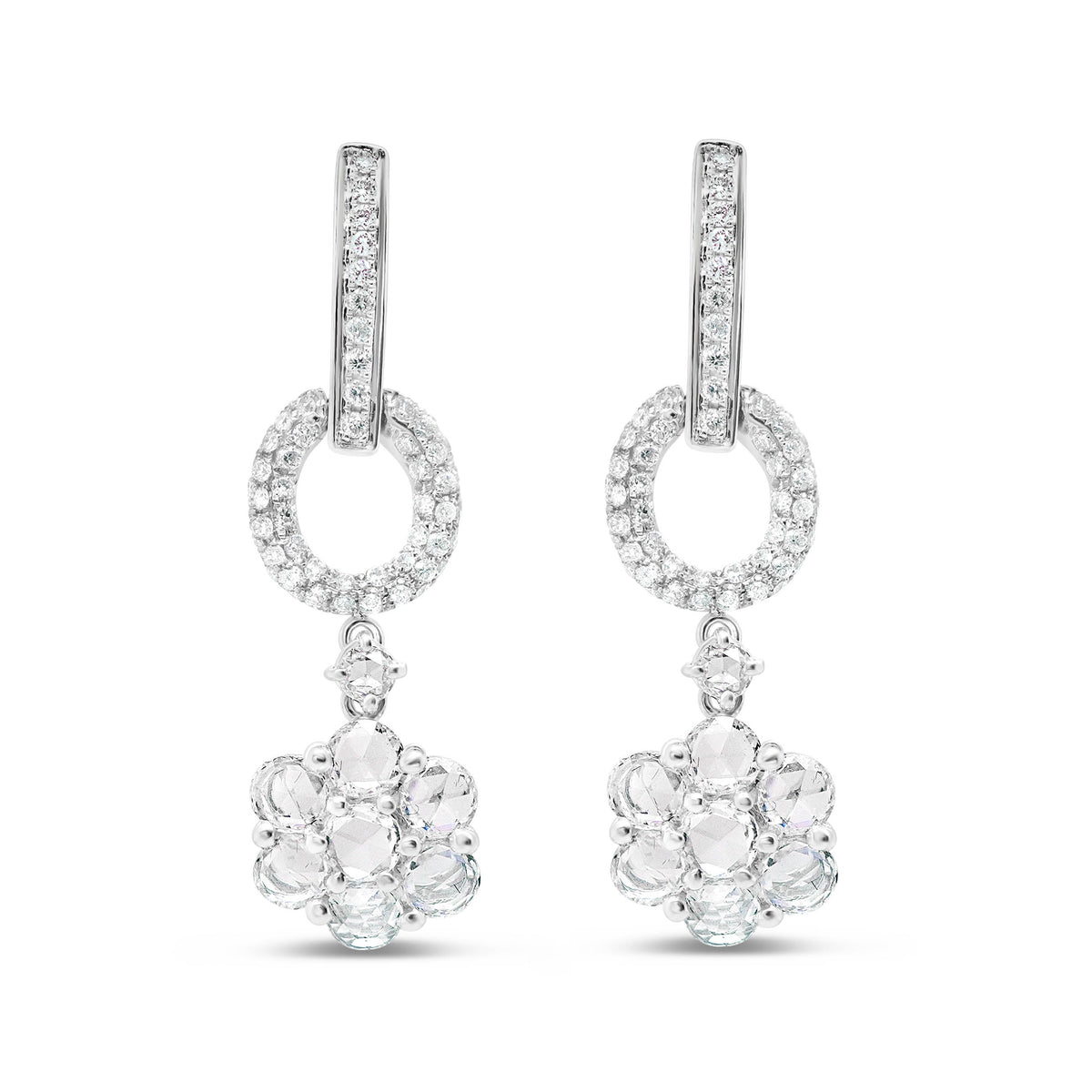 Rose Diamond Flower Earrings