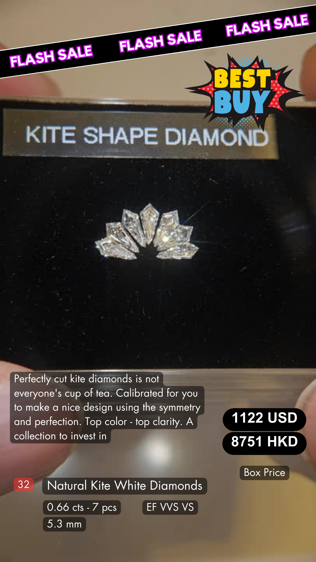 Natural Kite White Diamond Deal (0.66 cts)