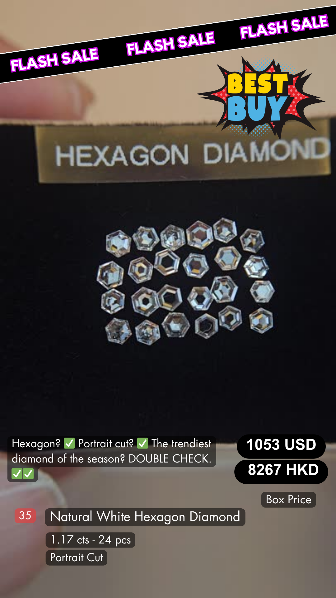 Natural White Hexagon Diamond Deal (1.17 cts)