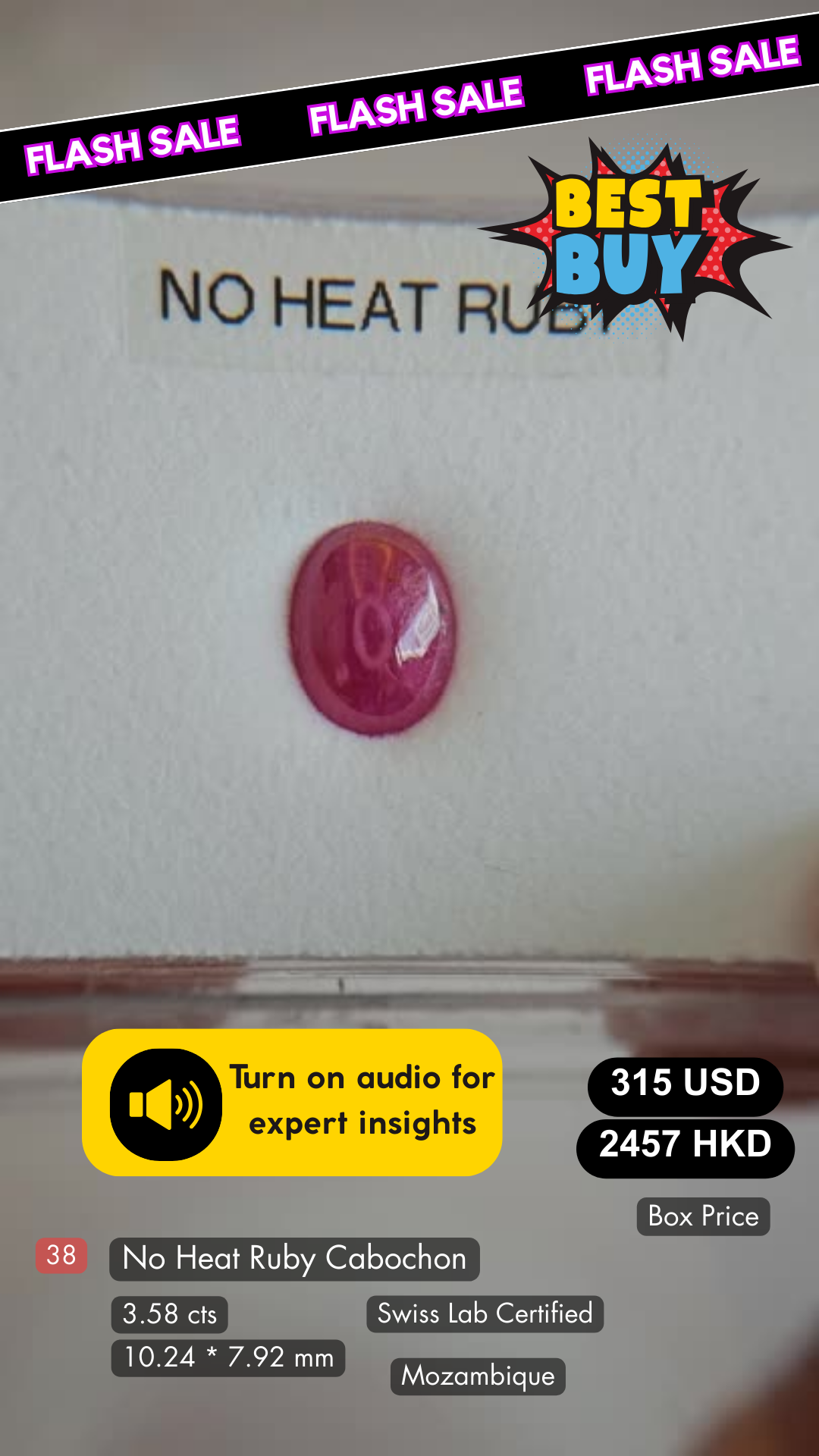 No Heat Ruby Cabochon Deal (3.58 cts)