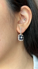 Blue Sapphire & Diamond Drop Earrings