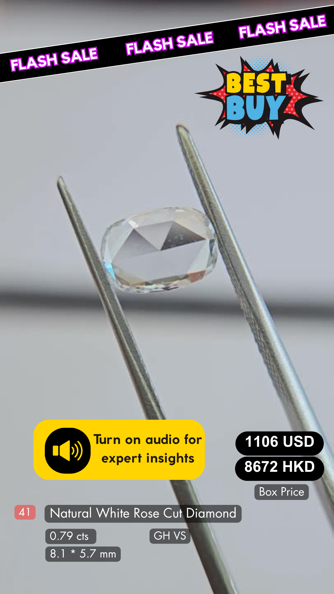 Natural White Rose Cut Diamond Deal (0.79 cts)