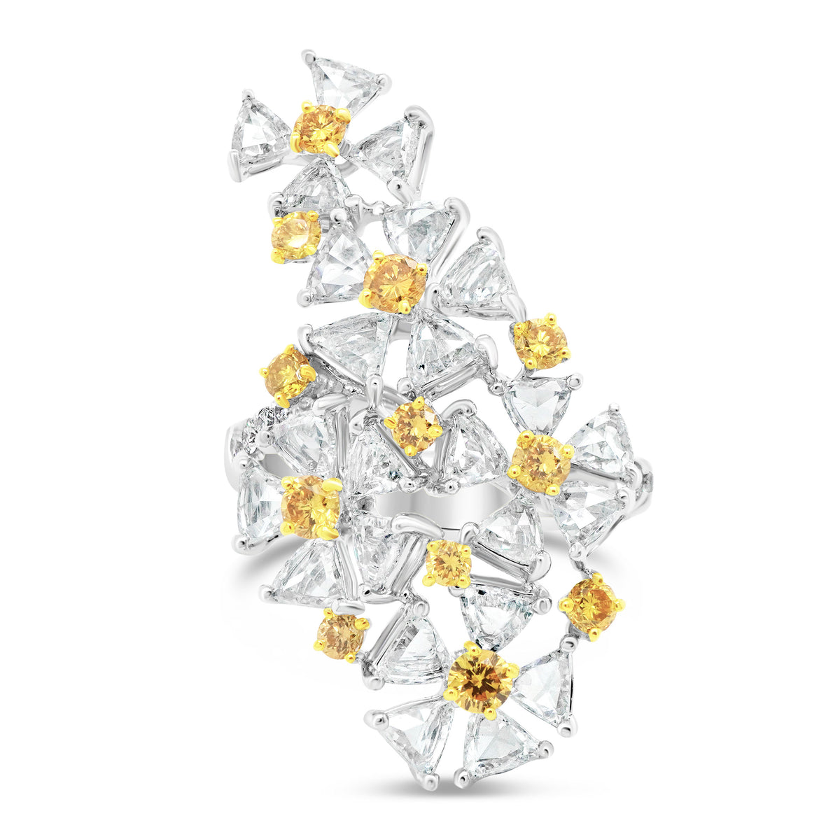 Yellow Diamond Flower Ring