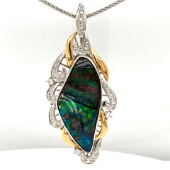 Freeform Opal Diamond Pendant