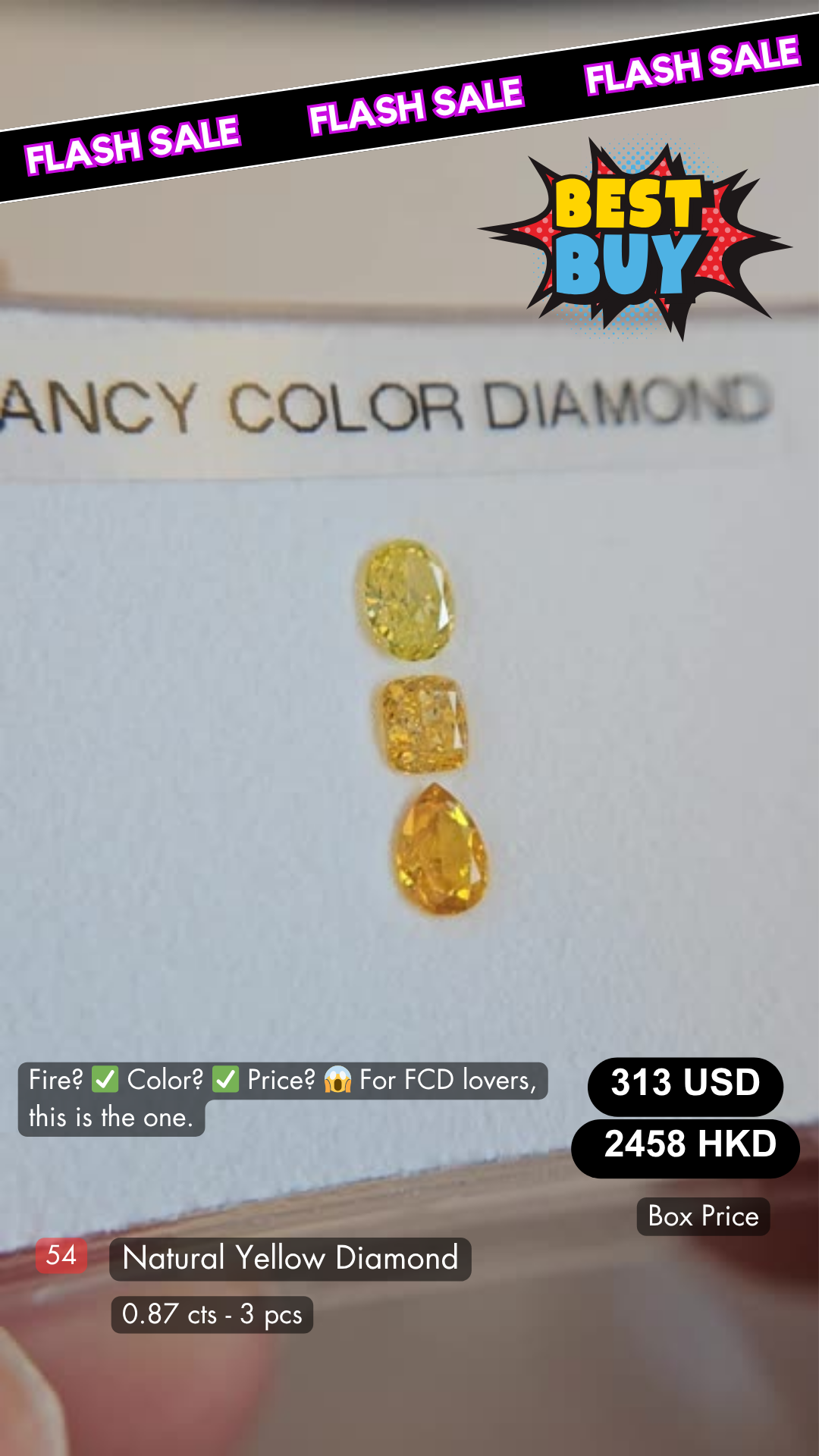 Natural Yellow Diamond Deal (0.87 cts)