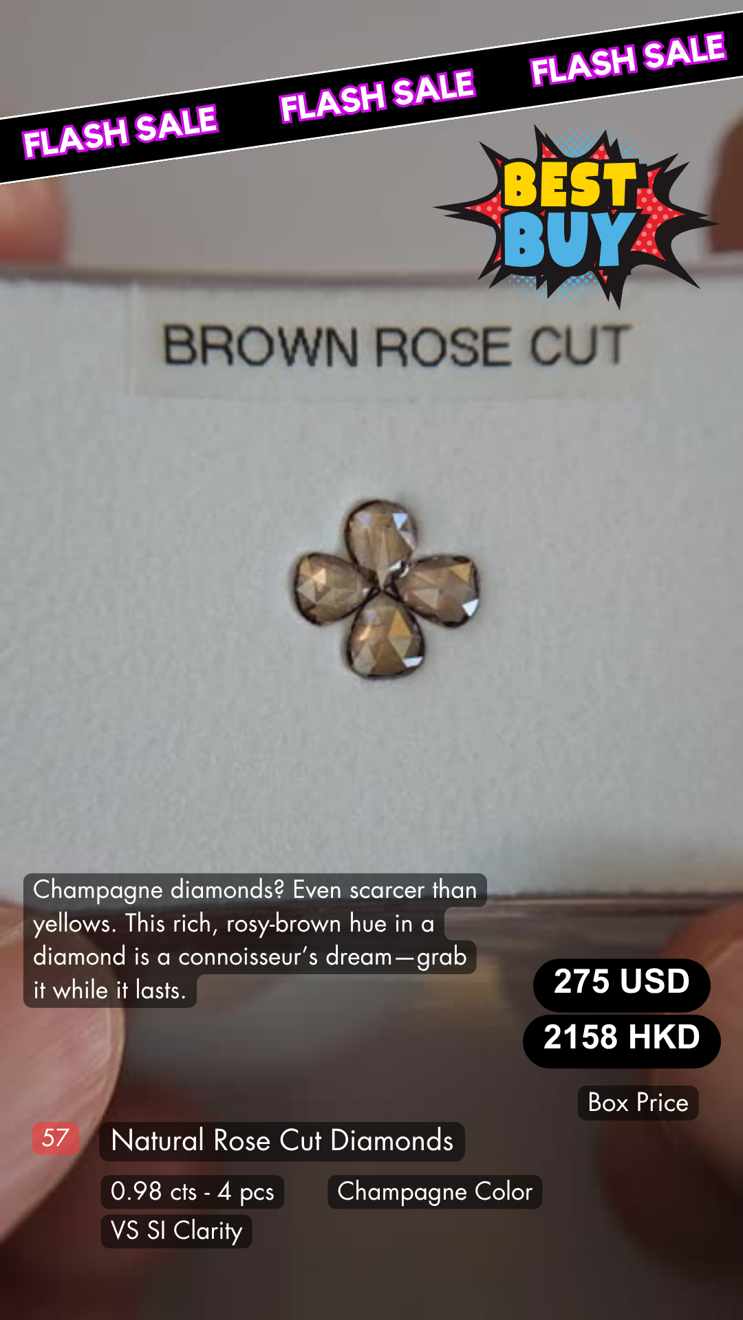 Natural Rose Cut Diamond Deal (0.98 cts)