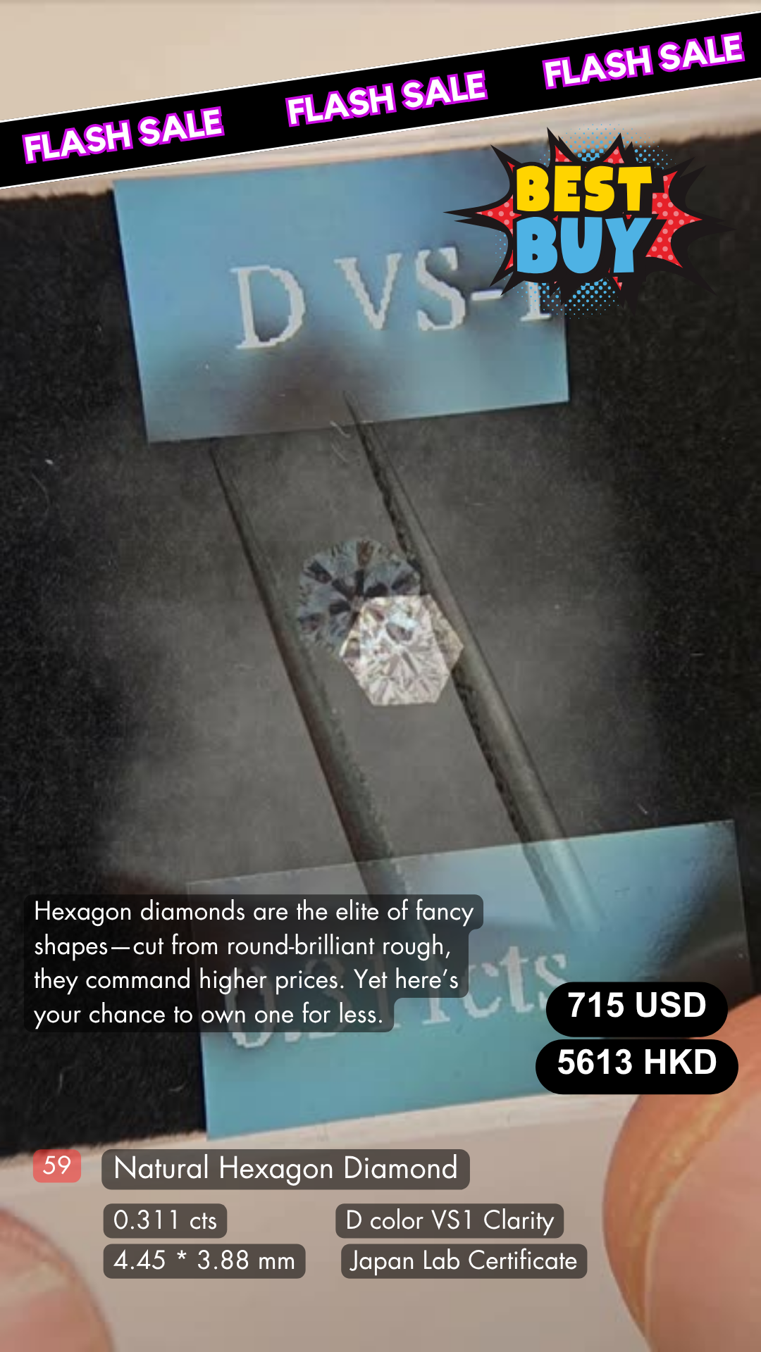 Natural Hexagon Diamond (0.311 cts)