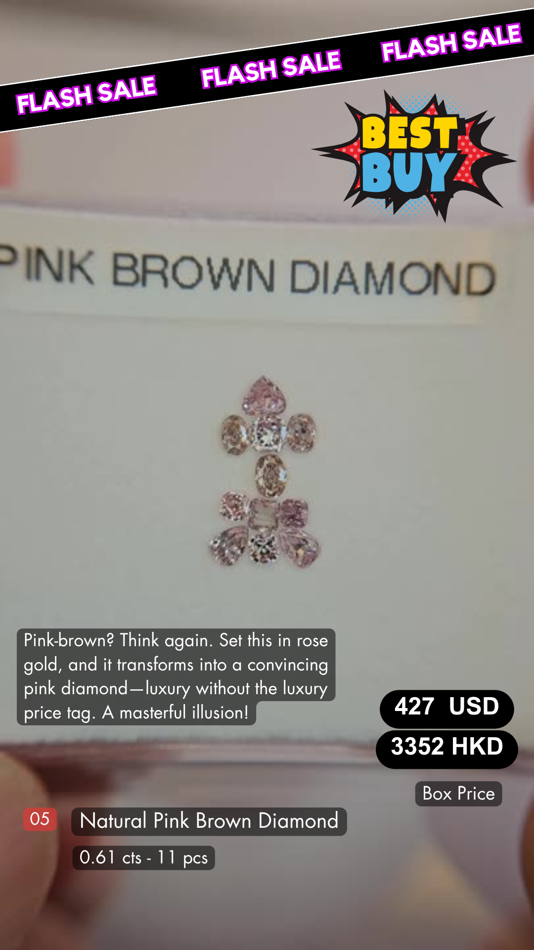 Natural Pink Brown Diamond Deal (0.61 cts)