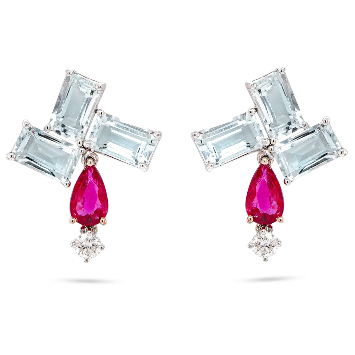 Aquamarine & Ruby Earrings