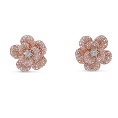 Pink Diamond Flower Earrings