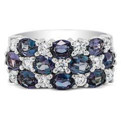 Alexandrite & Diamond Mosaic Ring