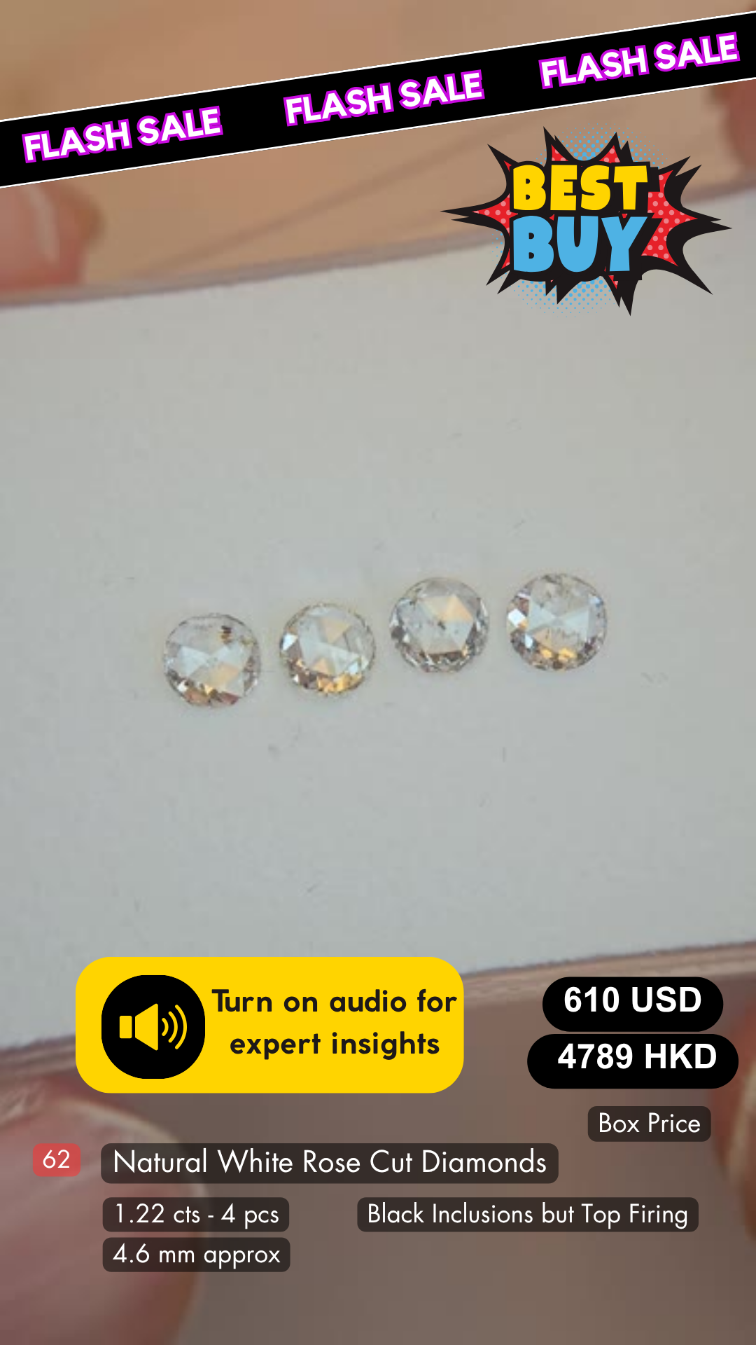 Natural White Rose Cut Diamond Deal (1.22 cts)