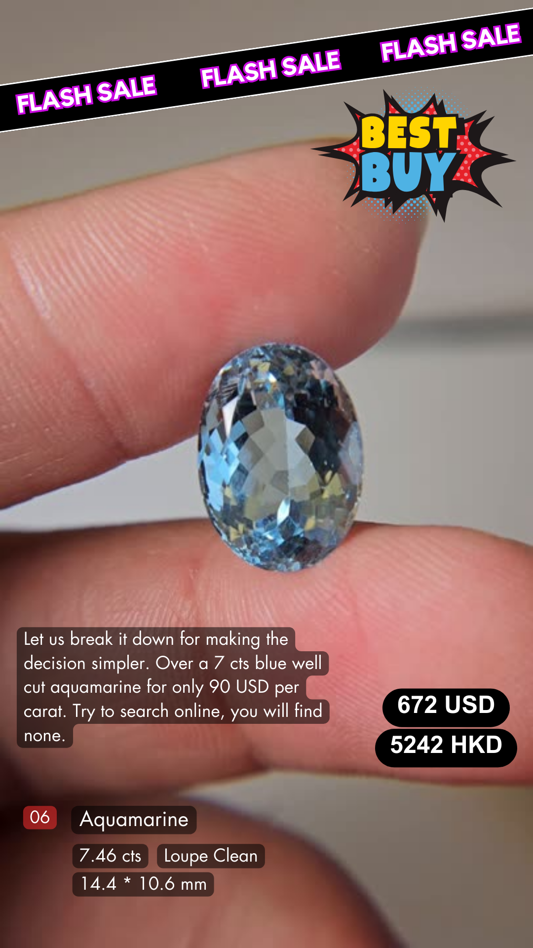 Natural Aquamarine Deal (7.46  cts)