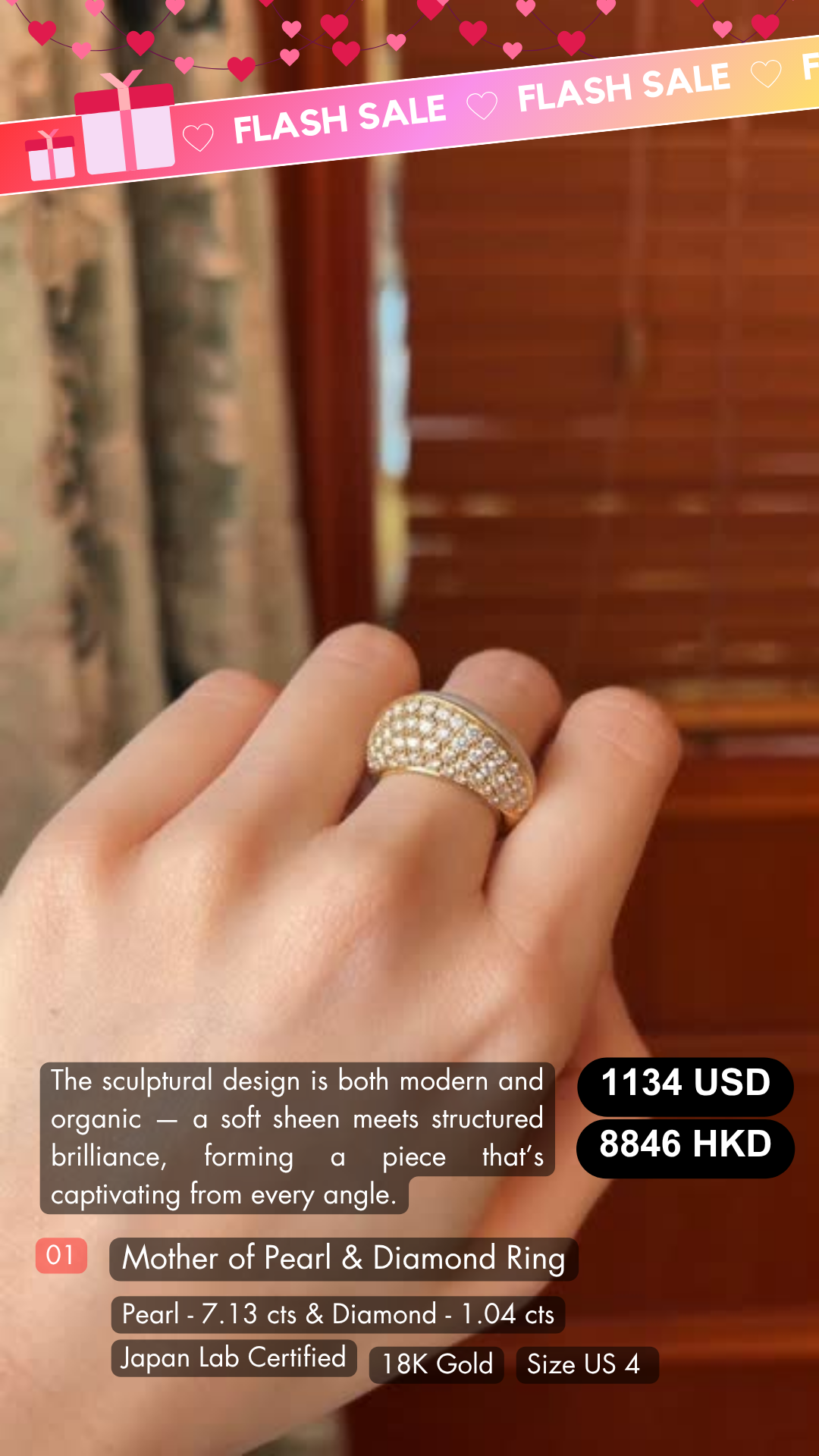 Mother of Pearl & Diamond Ring Deal