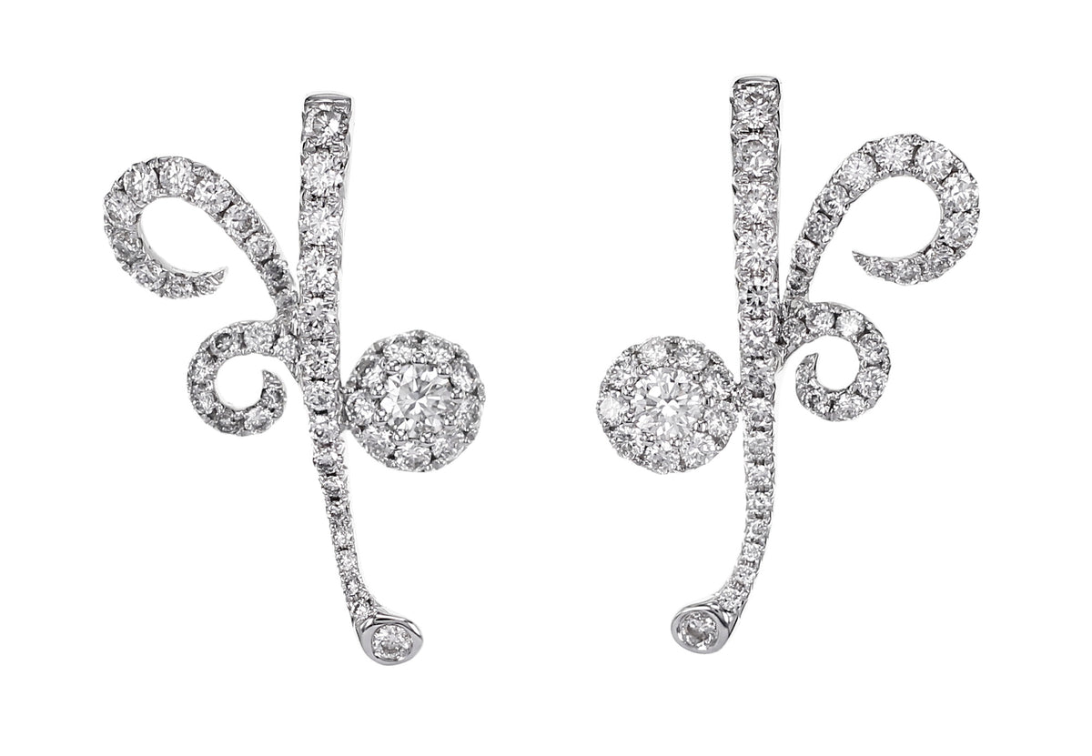White Diamond Swirl Earrings
